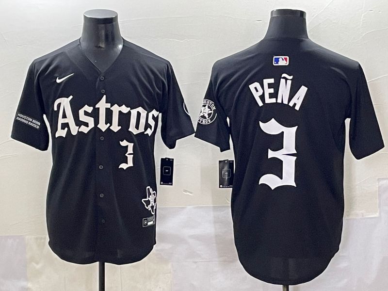 Men 2025 Houston Astros 3 Pena Black Five generations Joint Name Nike MLB Jersey style 18